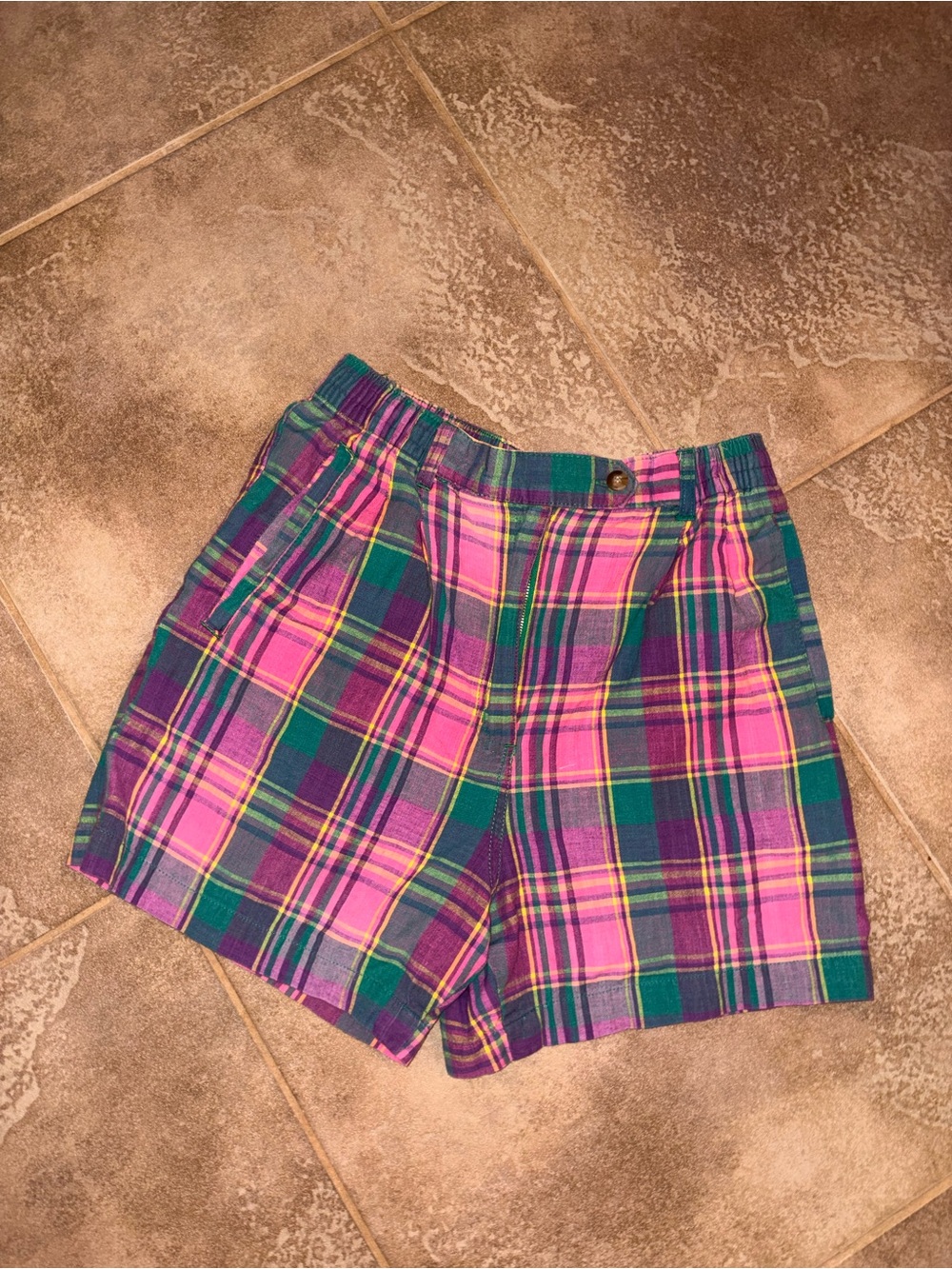 Vintage 80s 90s Separate Issue High Waisted Plaid Shorts Size M 100% Cotton